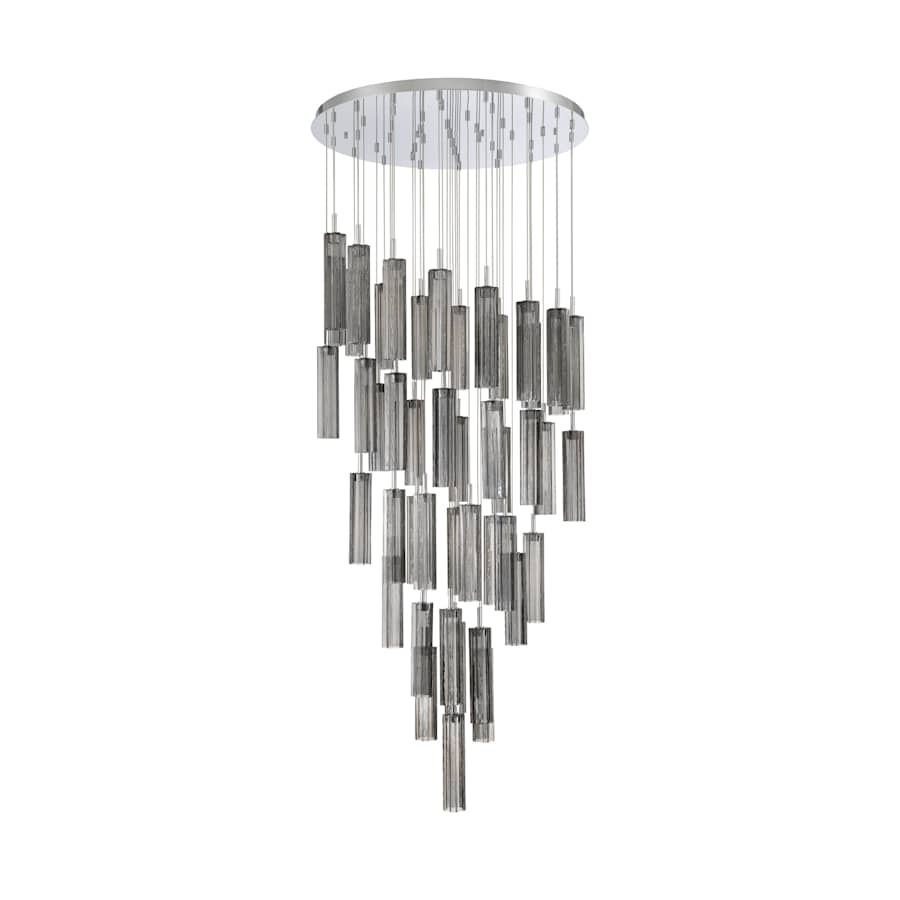 Crystorama Lighting Group Addis 36" Wide Multi Light Pendant with Smoke Glass Shades