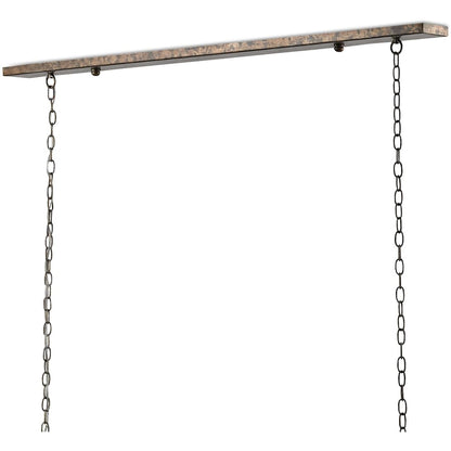 Currey and Company Maximus 7 Light 64" Wide Taper Candle Linear Chandelier with Clear Glass Shades