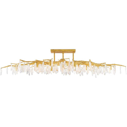 Currey and Company Forest 14 Light 60" Wide Semi-Flush Linear Ceiling Fixture