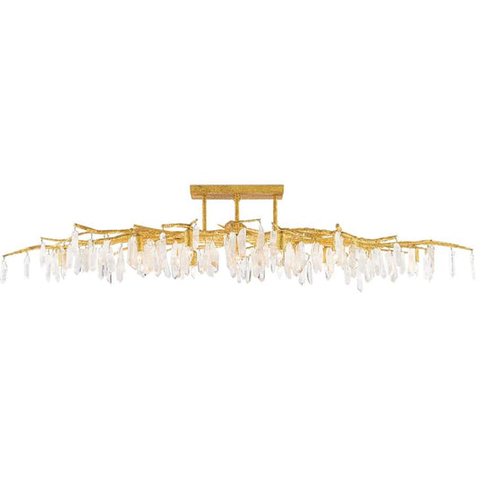 Currey and Company Forest 14 Light 60" Wide Semi-Flush Linear Ceiling Fixture