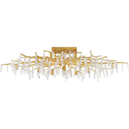 Currey and Company Forest 14 Light 60" Wide Semi-Flush Linear Ceiling Fixture