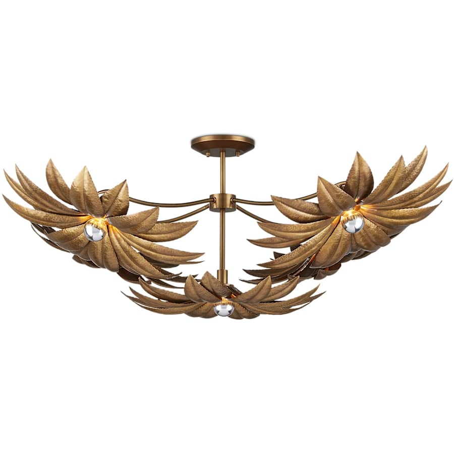 Currey and Company Alithea 5 Light 45" Wide Semi-Flush Ceiling Fixture with Floral Shades