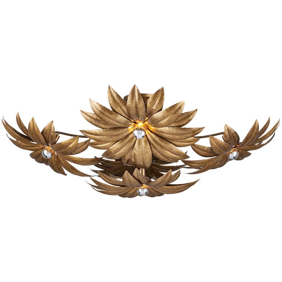 Currey and Company Alithea 5 Light 45" Wide Semi-Flush Ceiling Fixture with Floral Shades