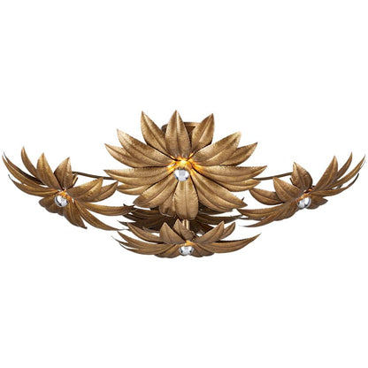 Currey and Company Alithea 5 Light 45" Wide Semi-Flush Ceiling Fixture with Floral Shades