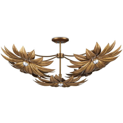 Currey and Company Alithea 5 Light 45" Wide Semi-Flush Ceiling Fixture with Floral Shades