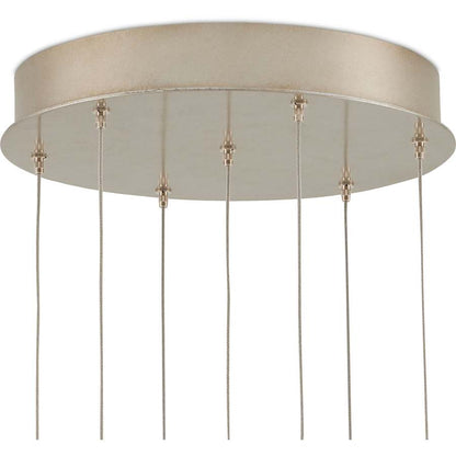 Currey and Company Virtu 7 Light 13" Wide Wrought Iron Multi Light Pendant with Clamrose Shell Shades
