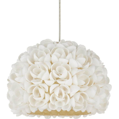 Currey and Company Virtu 15 Light 21" Wide Wrought Iron Multi Light Pendant with Clamrose Shell Shades