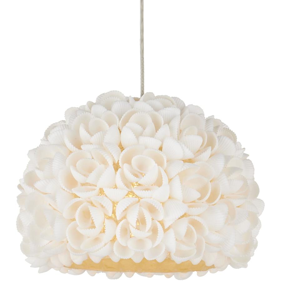 Currey and Company Virtu 36 Light 33" Wide Wrought Iron Multi Light Pendant with Clamrose Shell Shades