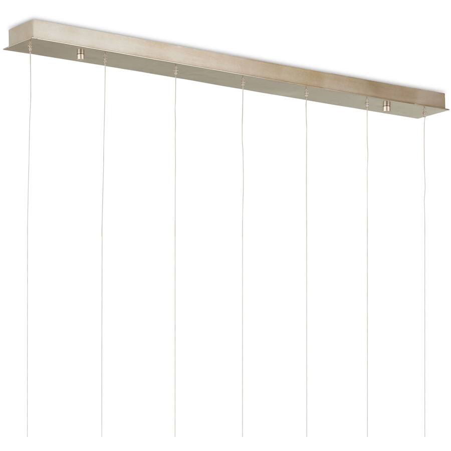 Currey and Company Parish 7 Light 57" Wide Wrought Iron Linear Pendant with Frosted Glass Shades