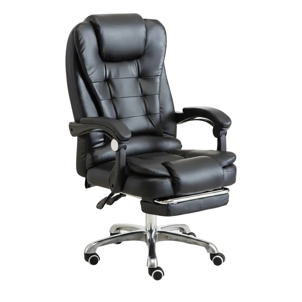 side view of leather office chair with reclining function