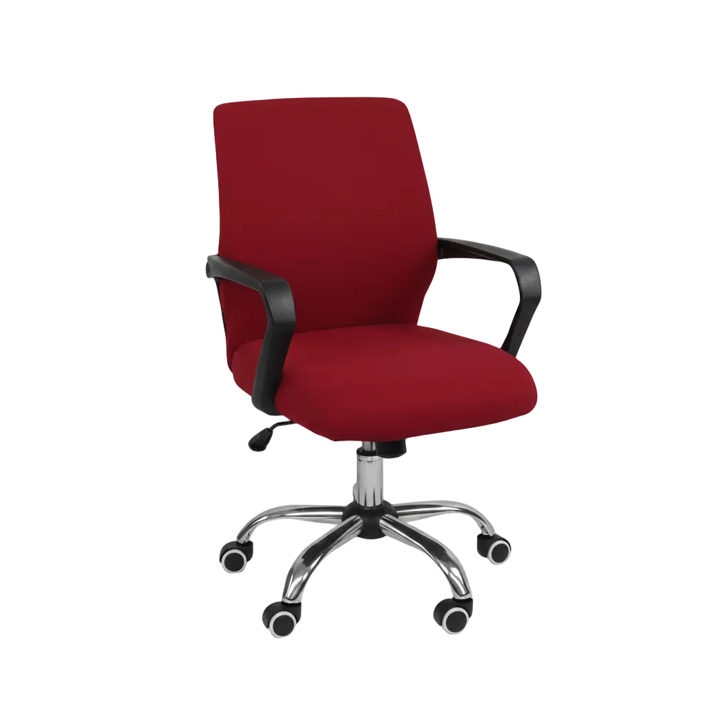 elastic office chair cover shown in full front view with embossed fabric texture