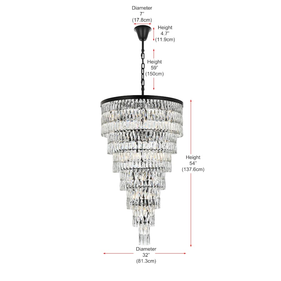 Elegant Lighting Josephine 41 Light 32" Wide Waterfall Chandelier