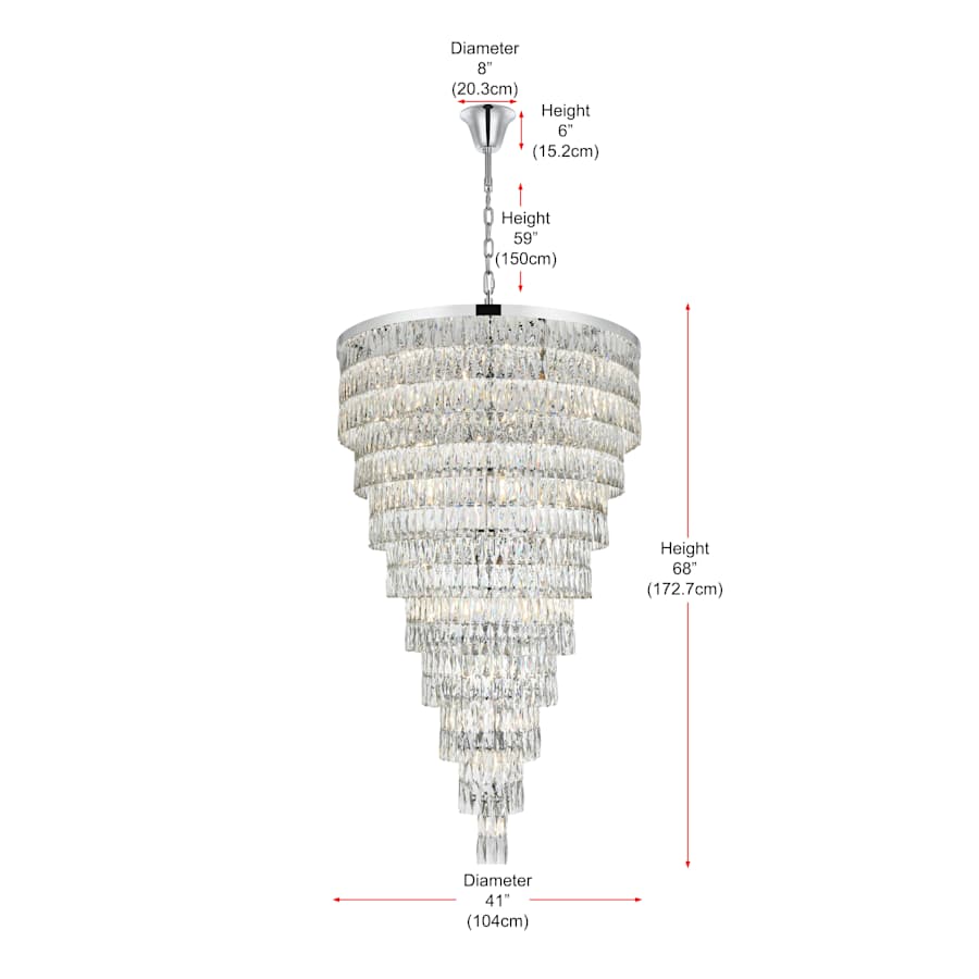 Elegant Lighting Josephine 61 Light 41" Wide Waterfall Chandelier