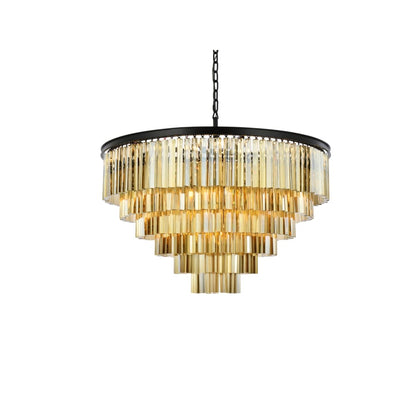 Elegant Lighting Sydney 33 Light 44" Wide Crystal Chandelier with Golden Teak Royal Cut Crystals