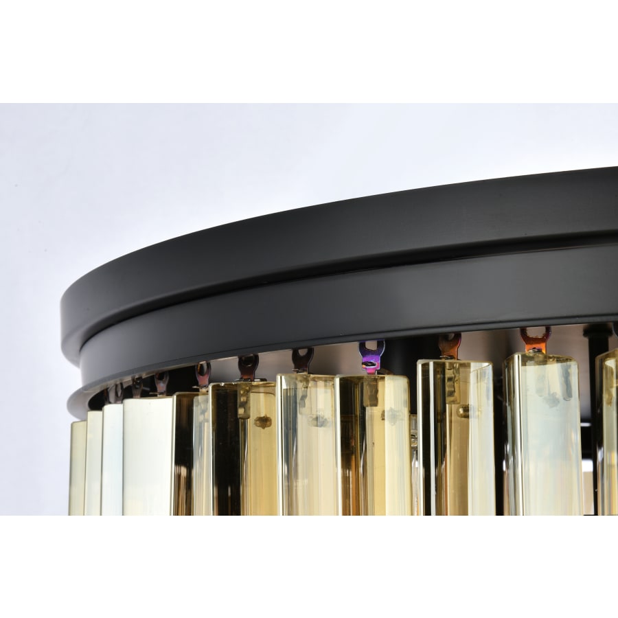 Elegant Lighting Sydney 17 Light 32" Wide Flush Mount Drum Ceiling Fixture with Golden Teak Royal Cut Crystals