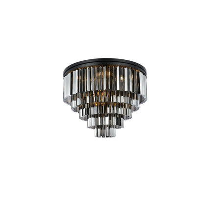 Elegant Lighting Sydney 17 Light 32" Wide Flush Mount Drum Ceiling Fixture with Silver Shade Royal Cut Crystals