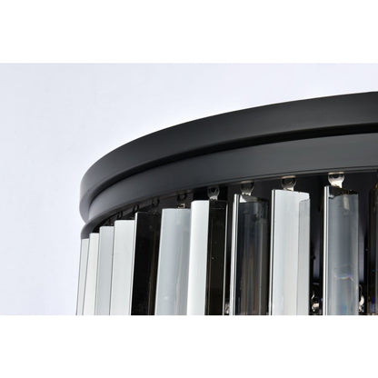 Elegant Lighting Sydney 17 Light 32" Wide Flush Mount Drum Ceiling Fixture with Silver Shade Royal Cut Crystals