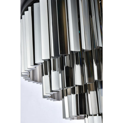 Elegant Lighting Sydney 17 Light 32" Wide Flush Mount Drum Ceiling Fixture with Silver Shade Royal Cut Crystals