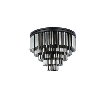 Elegant Lighting Sydney 17 Light 32" Wide Flush Mount Drum Ceiling Fixture with Silver Shade Royal Cut Crystals