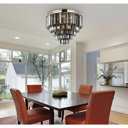 Elegant Lighting Sydney 17 Light 32" Wide Flush Mount Drum Ceiling Fixture with Silver Shade Royal Cut Crystals