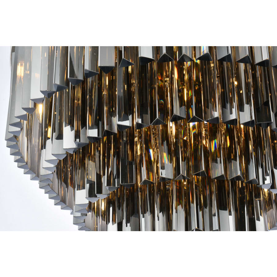 Elegant Lighting Sydney 17 Light 32" Wide Flush Mount Drum Ceiling Fixture with Silver Shade Royal Cut Crystals