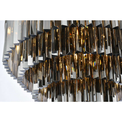 Elegant Lighting Sydney 17 Light 32" Wide Flush Mount Drum Ceiling Fixture with Silver Shade Royal Cut Crystals