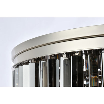 Elegant Lighting Sydney 17 Light 32" Wide Flush Mount Drum Ceiling Fixture with Silver Shade Royal Cut Crystals