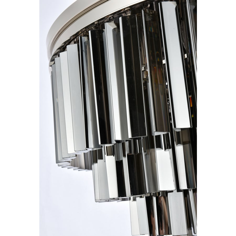 Elegant Lighting Sydney 17 Light 32" Wide Flush Mount Drum Ceiling Fixture with Silver Shade Royal Cut Crystals