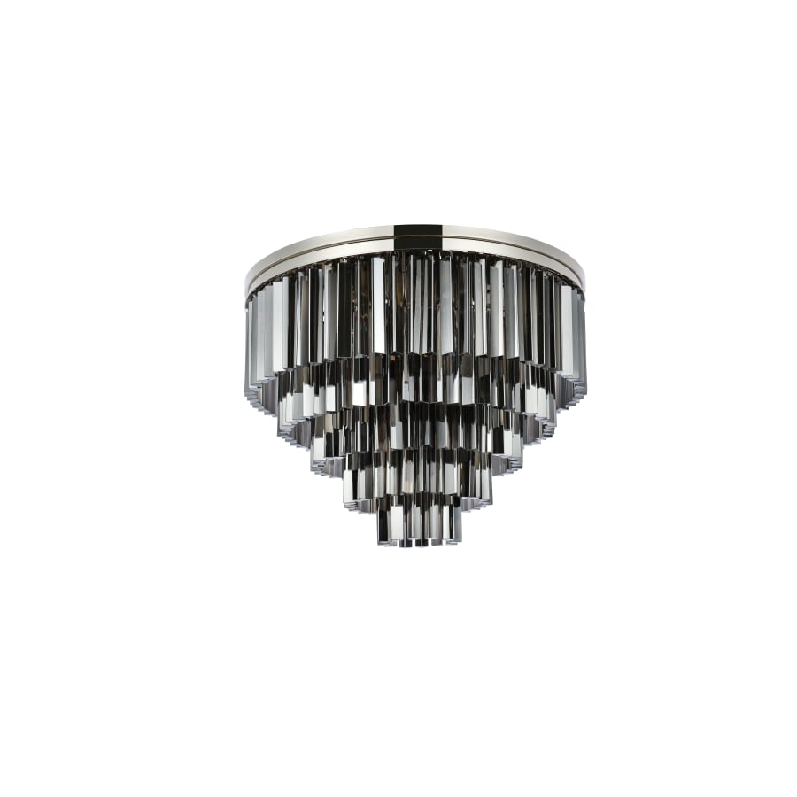 Elegant Lighting Sydney 17 Light 32" Wide Flush Mount Drum Ceiling Fixture with Silver Shade Royal Cut Crystals