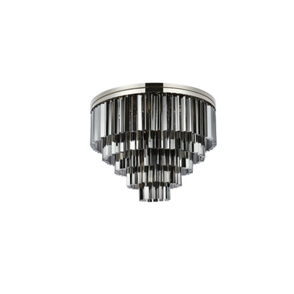 Elegant Lighting Sydney 17 Light 32" Wide Flush Mount Drum Ceiling Fixture with Silver Shade Royal Cut Crystals