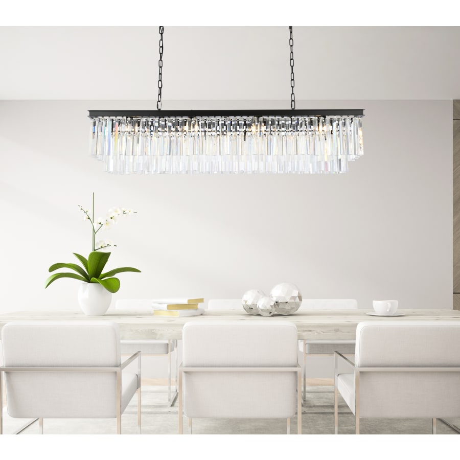 Elegant Lighting Sydney 12 Light 60" Wide Crystal Linear Chandelier with Clear Royal Cut Crystals