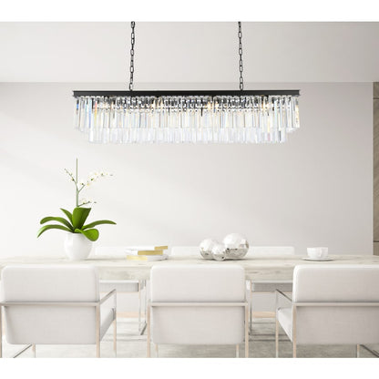 Elegant Lighting Sydney 12 Light 60" Wide Crystal Linear Chandelier with Clear Royal Cut Crystals