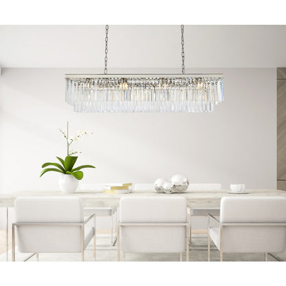 Elegant Lighting Sydney 12 Light 60" Wide Crystal Linear Chandelier with Clear Royal Cut Crystals
