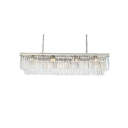 Elegant Lighting Sydney 12 Light 60" Wide Crystal Linear Chandelier with Clear Royal Cut Crystals