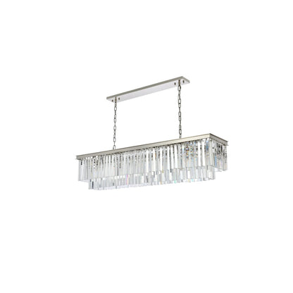Elegant Lighting Sydney 12 Light 60" Wide Crystal Linear Chandelier with Clear Royal Cut Crystals