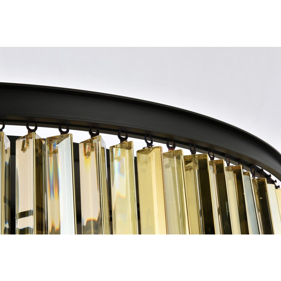 Elegant Lighting Sydney 10 Light 44" Wide Flush Mount Drum Ceiling Fixture with Golden Teak Royal Cut Crystals