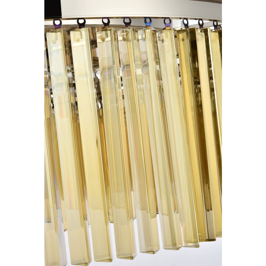 Elegant Lighting Sydney 10 Light 44" Wide Flush Mount Drum Ceiling Fixture with Golden Teak Royal Cut Crystals