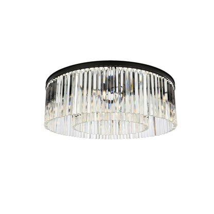 Elegant Lighting Sydney 10 Light 44" Wide Flush Mount Drum Ceiling Fixture with Clear Royal Cut Crystals