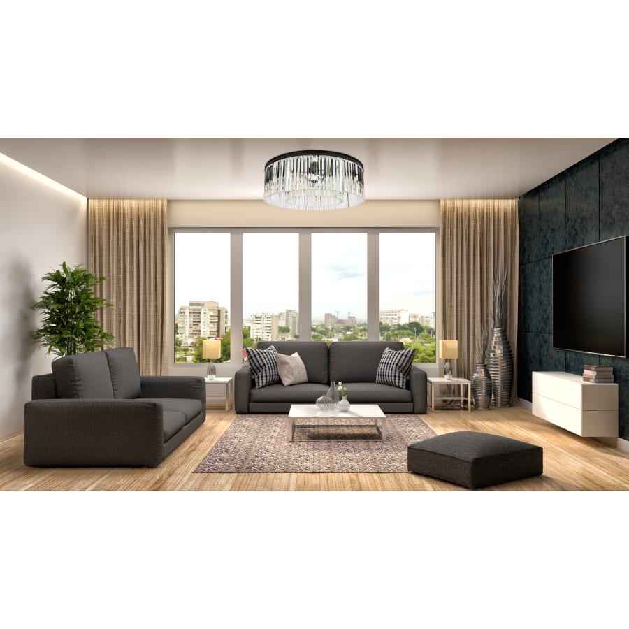 Elegant Lighting Sydney 10 Light 44" Wide Flush Mount Drum Ceiling Fixture with Clear Royal Cut Crystals