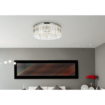 Elegant Lighting Sydney 10 Light 44" Wide Flush Mount Drum Ceiling Fixture with Clear Royal Cut Crystals