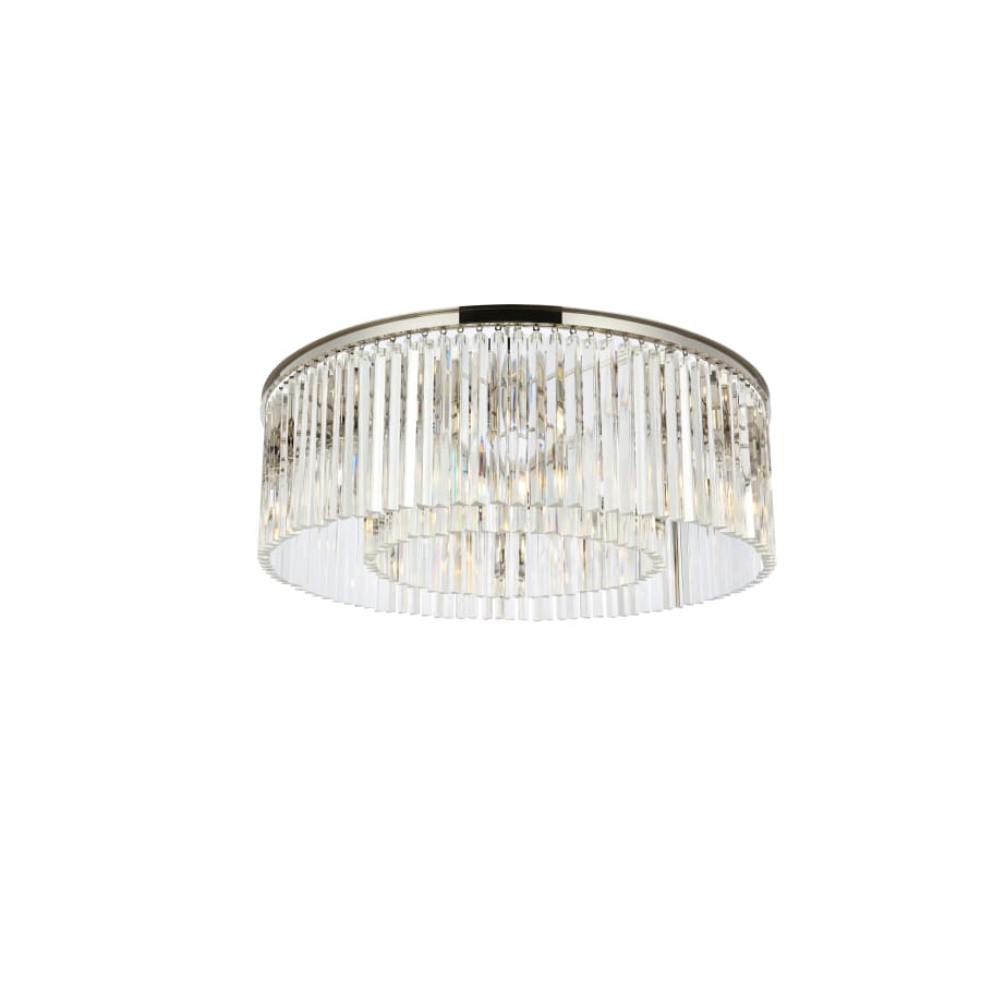 Elegant Lighting Sydney 10 Light 44" Wide Flush Mount Drum Ceiling Fixture with Clear Royal Cut Crystals
