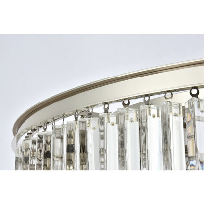 Elegant Lighting Sydney 10 Light 44" Wide Flush Mount Drum Ceiling Fixture with Clear Royal Cut Crystals