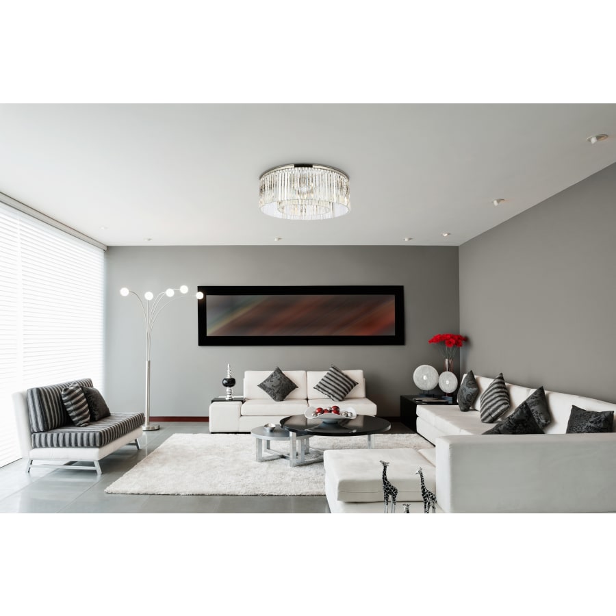 Elegant Lighting Sydney 10 Light 44" Wide Flush Mount Drum Ceiling Fixture with Clear Royal Cut Crystals