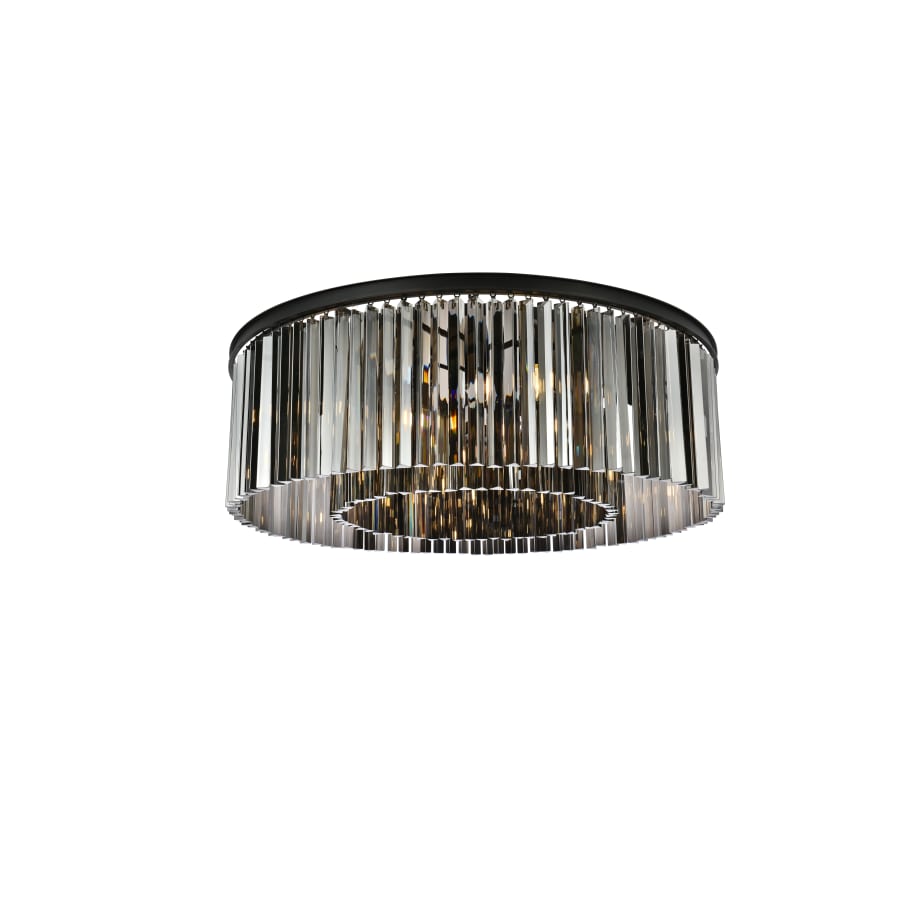 Elegant Lighting Sydney 10 Light 44" Wide Flush Mount Drum Ceiling Fixture with Silver Shade Royal Cut Crystals
