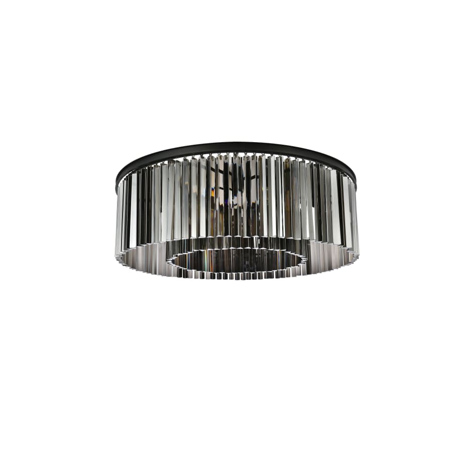 Elegant Lighting Sydney 10 Light 44" Wide Flush Mount Drum Ceiling Fixture with Silver Shade Royal Cut Crystals