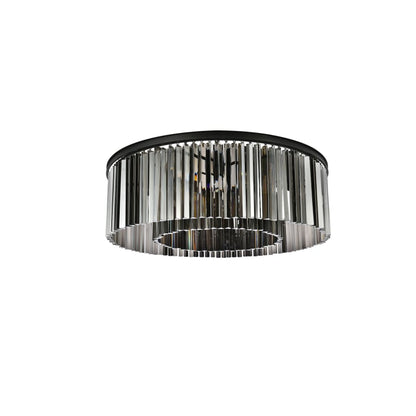 Elegant Lighting Sydney 10 Light 44" Wide Flush Mount Drum Ceiling Fixture with Silver Shade Royal Cut Crystals