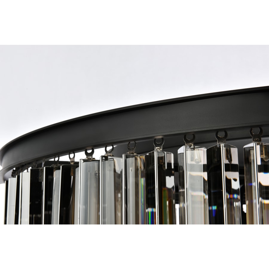 Elegant Lighting Sydney 10 Light 44" Wide Flush Mount Drum Ceiling Fixture with Silver Shade Royal Cut Crystals