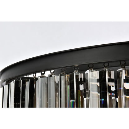 Elegant Lighting Sydney 10 Light 44" Wide Flush Mount Drum Ceiling Fixture with Silver Shade Royal Cut Crystals