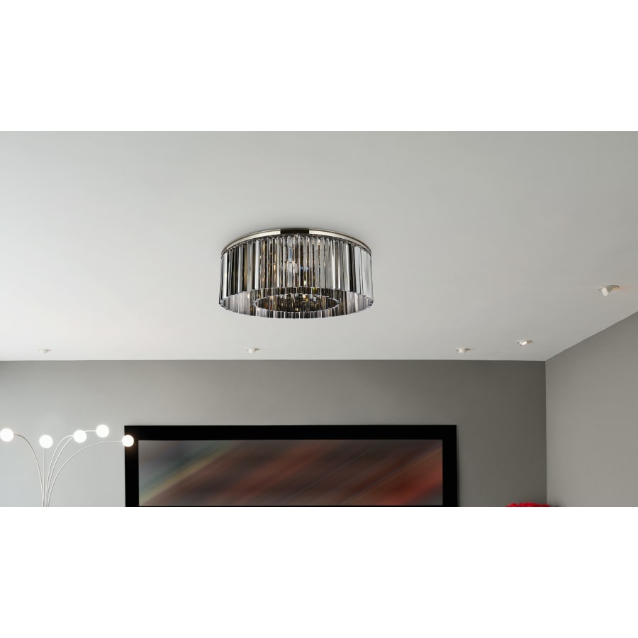 Elegant Lighting Sydney 10 Light 44" Wide Flush Mount Drum Ceiling Fixture with Silver Shade Royal Cut Crystals