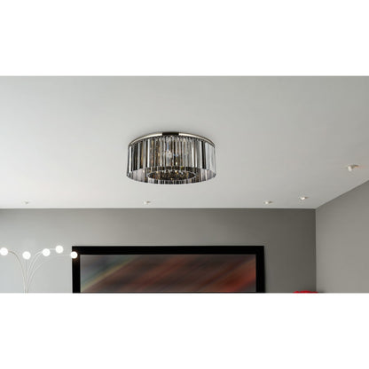Elegant Lighting Sydney 10 Light 44" Wide Flush Mount Drum Ceiling Fixture with Silver Shade Royal Cut Crystals